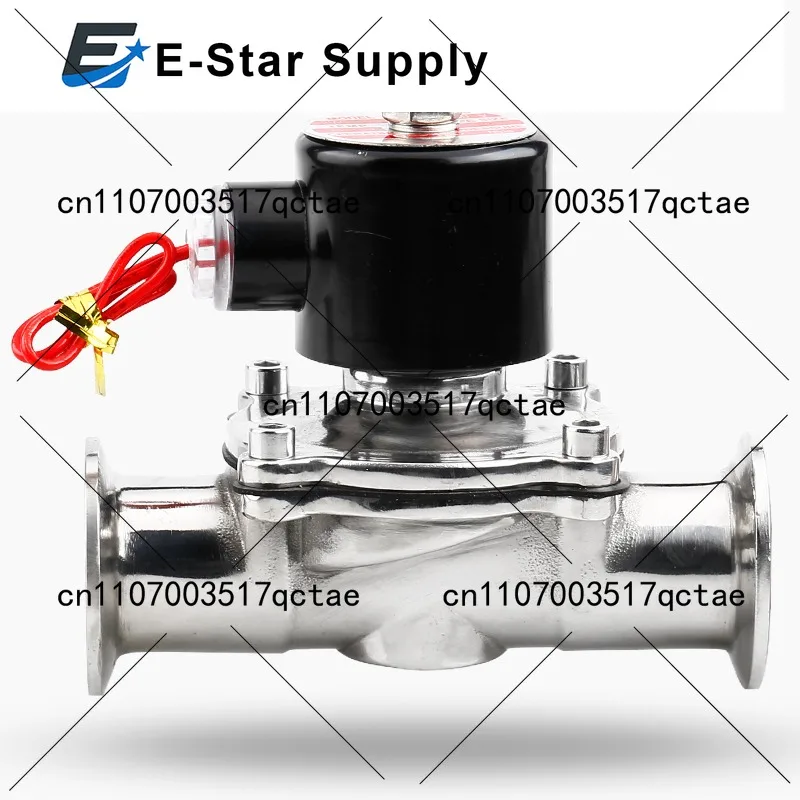 

24 В постоянного тока, 220 В, DN15/20/25/32/40/50, 1,5 дюйма, 2 дюйма, 2,5 дюйма, Tri Clamp SUS304, санитарный электромагнитный клапан из нержавеющей стали для домашнего пивоварения
