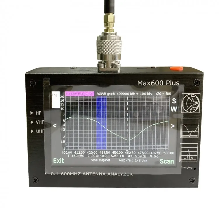 

4.3" TFT LCD Touch Screen 0.1-600MHZ Max600 Plus HF/VHF/UHF Antenna Analyzer