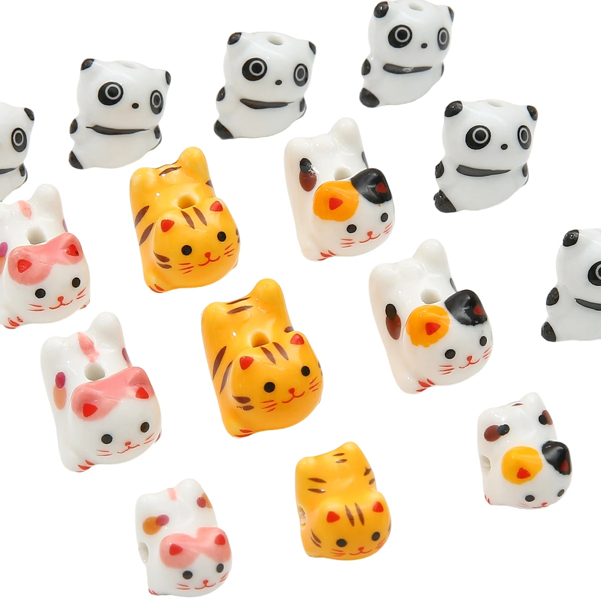1pcs Ceramic Beads Porcelain Cats Panda Tiger Animel Loose Beads Charm Pendant for Necklace Bracelet DIY Jewelry Craft Making