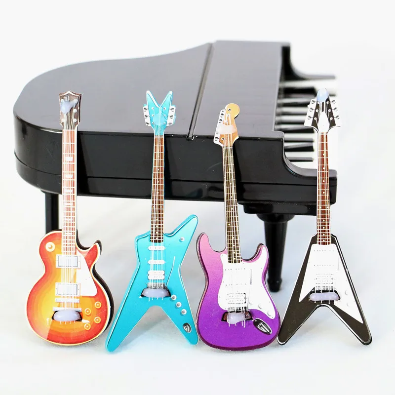 Miniature Furnitrue Model Toys Mini Instrument Classical Pop Electric Guitar For 1/12 Dollhouse Decor Ob11 Bjd Dolls Accessories