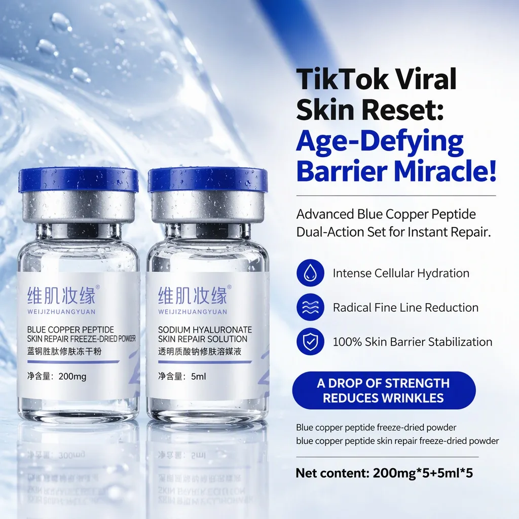 Blue Copper Peptide Lyophilized Powder Ghk‑cu Improve Skin Elasticity Repair & Hydration Essence