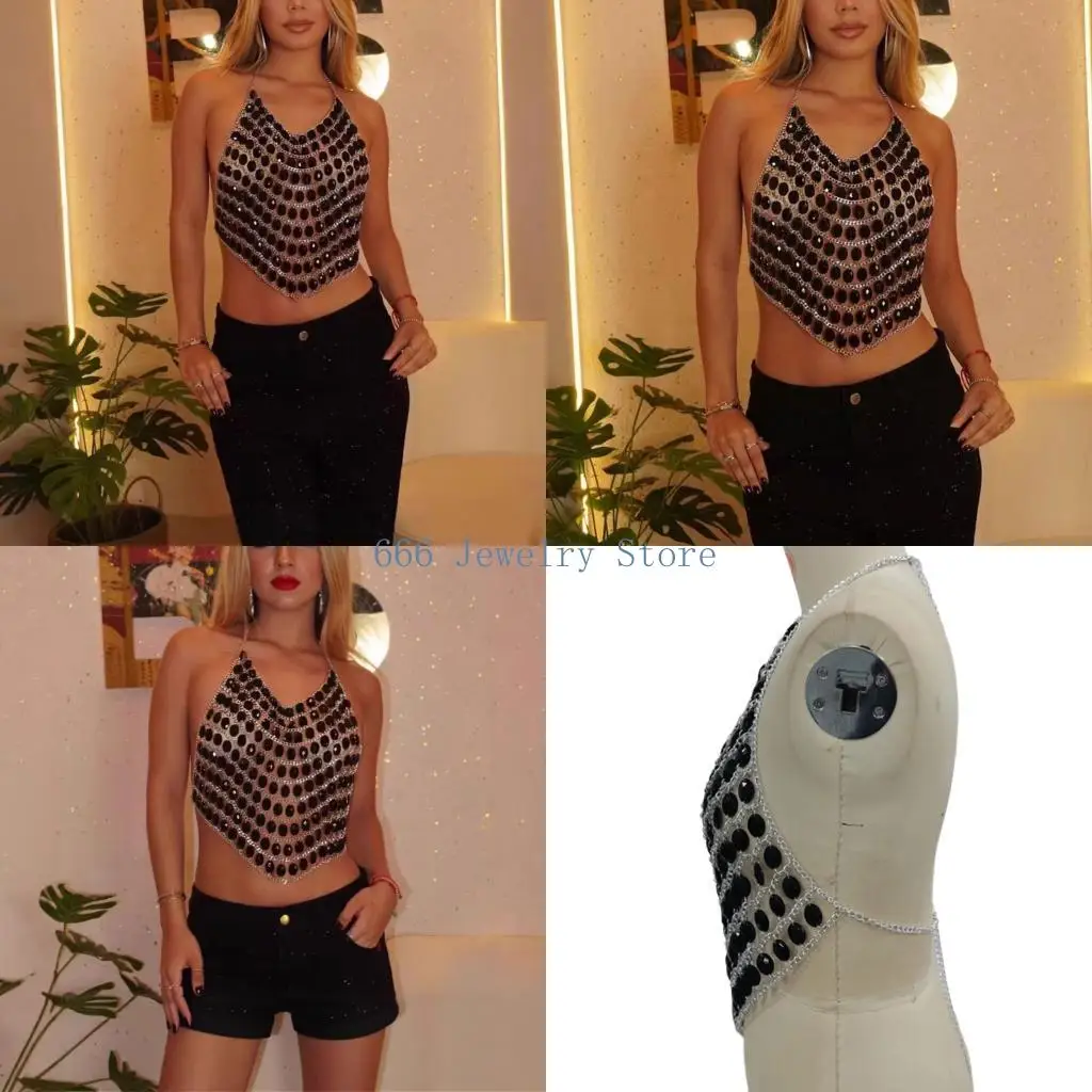 F2TD Sophisticated Black Acrylic Stone Necklace With Comfortable Fit For Any Outfit Or Event Piercing Accessory
