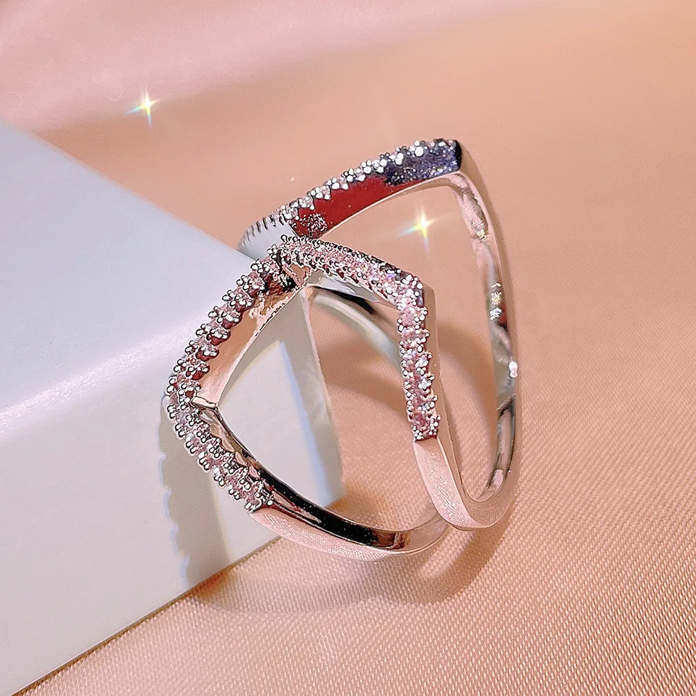 Real Carve 925 Sterling Silver Geometry Cross Ring for Fashion Women Party Exaggeration Zircon Fine Jewelry OL Accessories - view 2