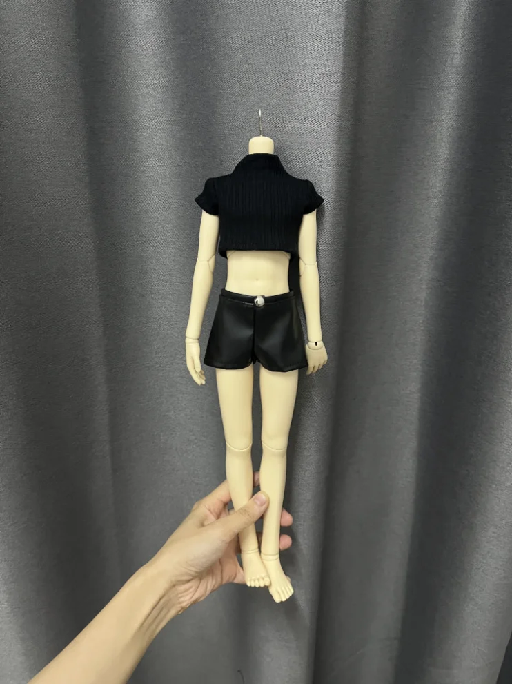 D09-P770 crianças brinquedo artesanal 1/3 SD10 1/4 MSD MDD CD2 BJD/SD roupas de boneca de malha mangas curtas calças de couro 1 peça
