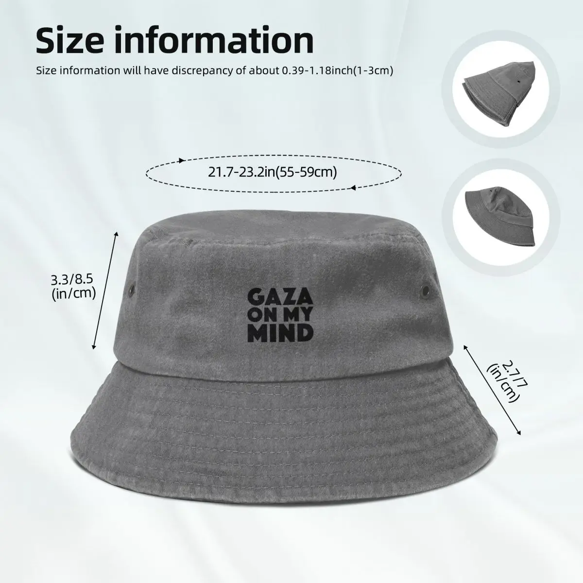 Gaza On My Mind Fisherman Hat Cotton Cowboy Denim Hats Baseball Caps Bucket Hat