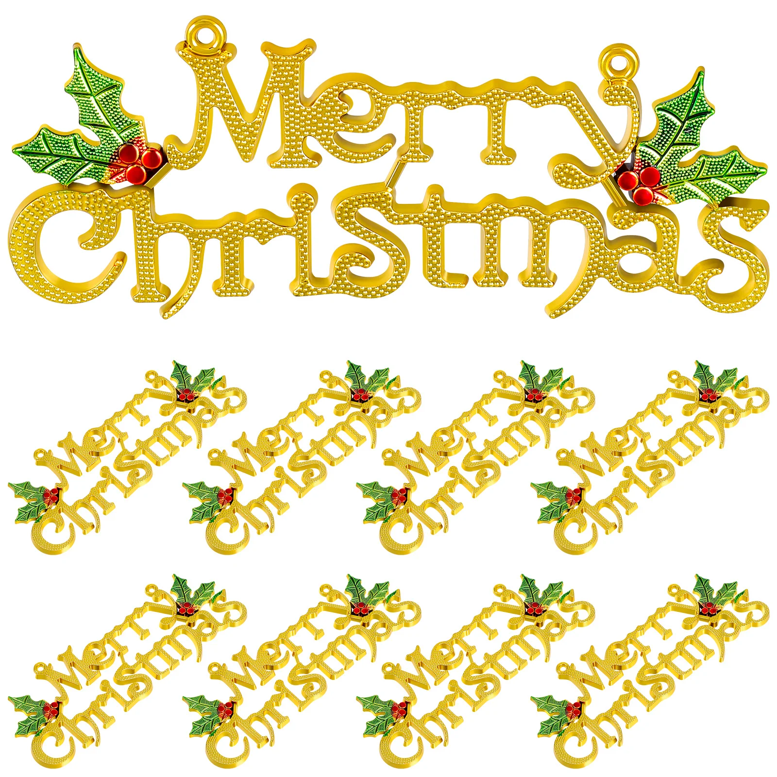 

12pcs Christmas Letter Sign Tag Door Hanging Board Xmas Pendant Plastic Merry Christmas Decoration For Holiday Tree Home Decor