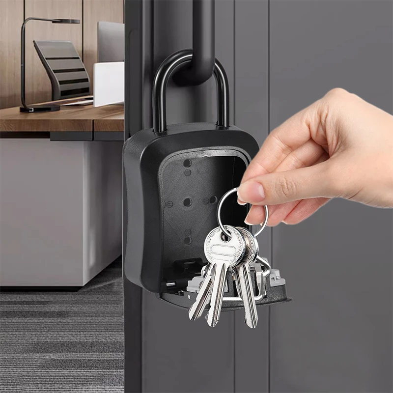 Waterproof Key Lock Box Outside 4-Digit Combination Password Metal Key Home Case Free Installation Outdoor Password Key Box