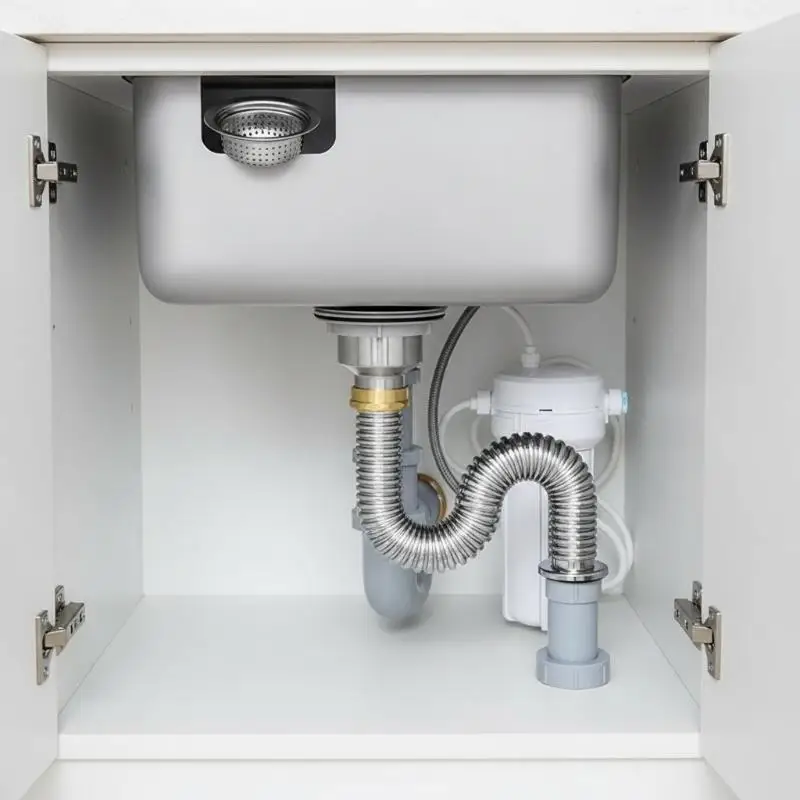 Kitchen Sink Drain Pipe Stainless Steel Drain Pipe With S-Shape Design To Prevent Backflow And Odors