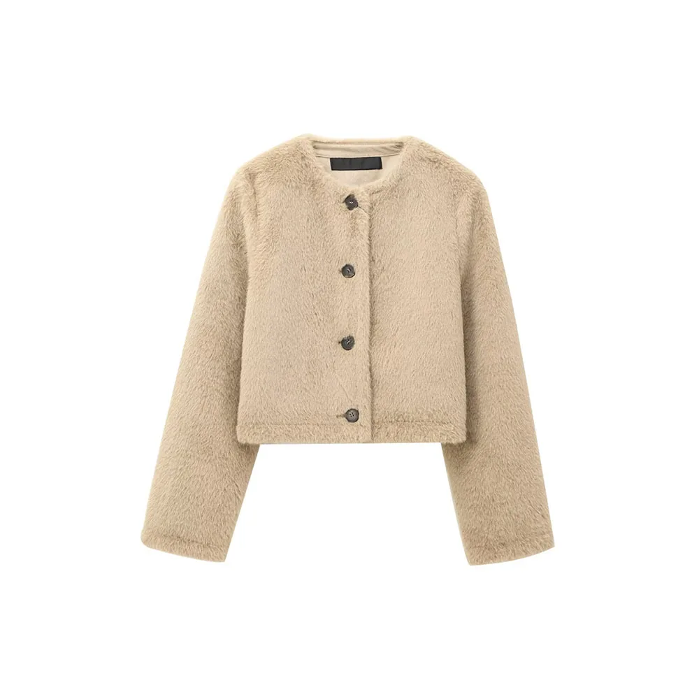 

Autumn new women's fashion faux fur effect short jacket