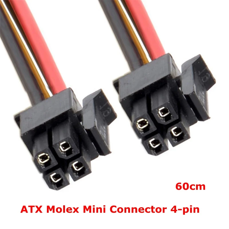 100 pcs ATX Molex Mini Connector 4-pin Male-to-Male Power Cord 60cm Computer Motherboard Case Car Power Cord