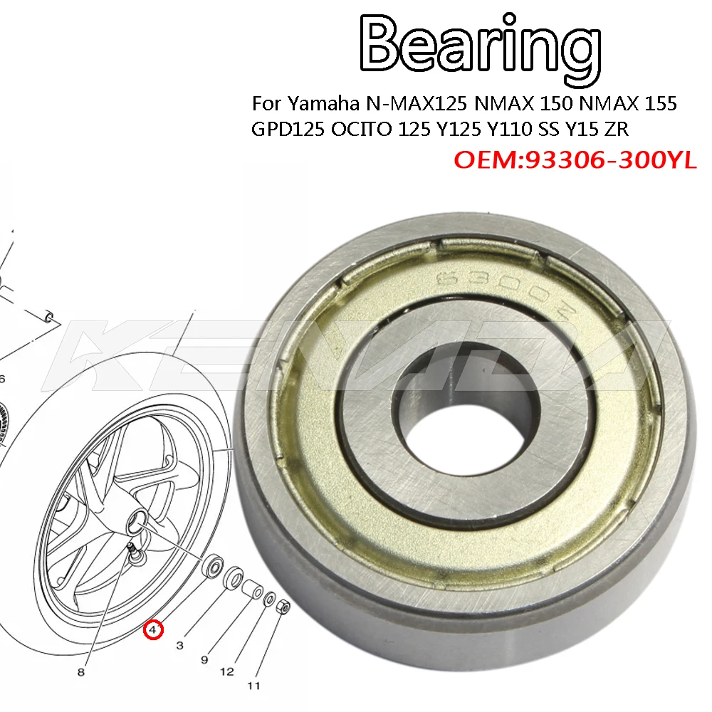 

For Yamaha N-MAX125 NMAX 150 NMAX 155 GPD125 OCITO 125 Y125 Y110 SS Y15 ZR LC135 NOUVO FINO125 GT125 FRONT WHEEL Bearing