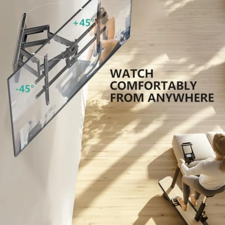 Heavy Duty Full Motion TV-muurbeugel voor extra grote tv's in thuisbioscoop en woonkamerinstellingen Ondersteunt tot 220 lb