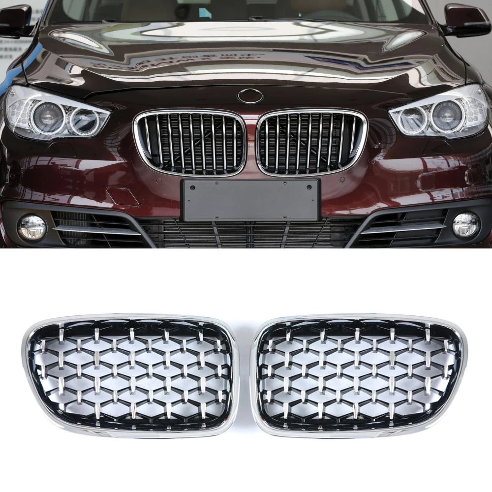 

A Pair F07 Diamond Grille For BMW 5 Series GT F07 528i 535i 550i 2009-2017 Front Bumper Kidney Grilles Car Styling