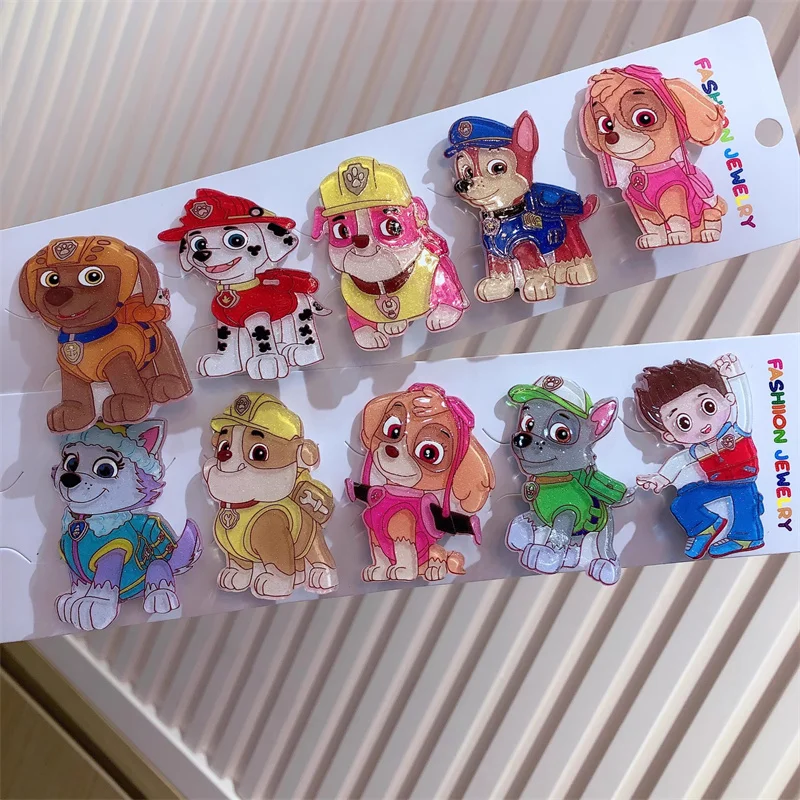 Paw Patrol Cartoon Acrylic Hairpin Kawaii Kid Hair Accessories Cute Anime Peripheral Hair Clip Children Birthdays Holiday Gift