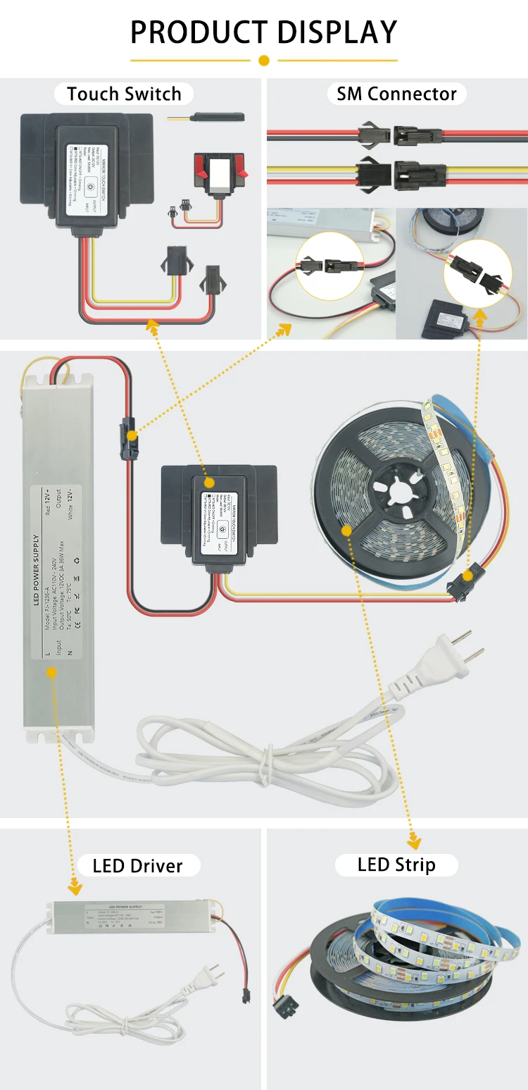 Badezimmerspiegel LED-Lichtschalter mit Handscan-Sensor, DC 12V Infrarot-Handwellensensor Spiegel-LED-Lichtschalter – Detail 3