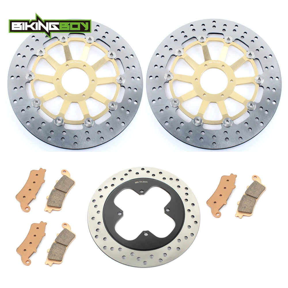 BIKINGBOY For Honda VFR 800 Fi Interceptor 98 99 00 01 Front Rear Brake Discs Disks Rotors Pads VFR 800 F 1998 1999 296mm 256mm