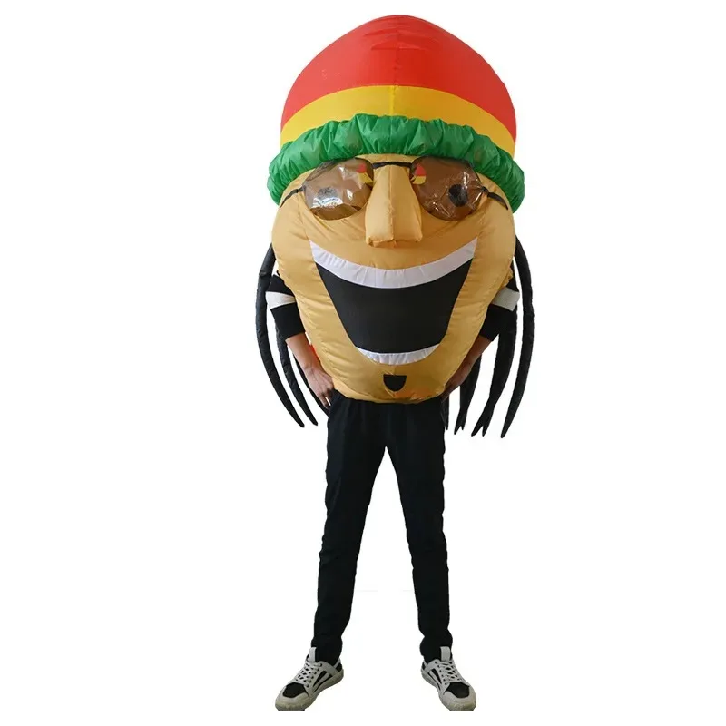 Jamaican Cosplay Costume Anime Inflatable Clothes Halloween Garment Party Fancy Dress Festival Clothing Adult Men Women Air Suit