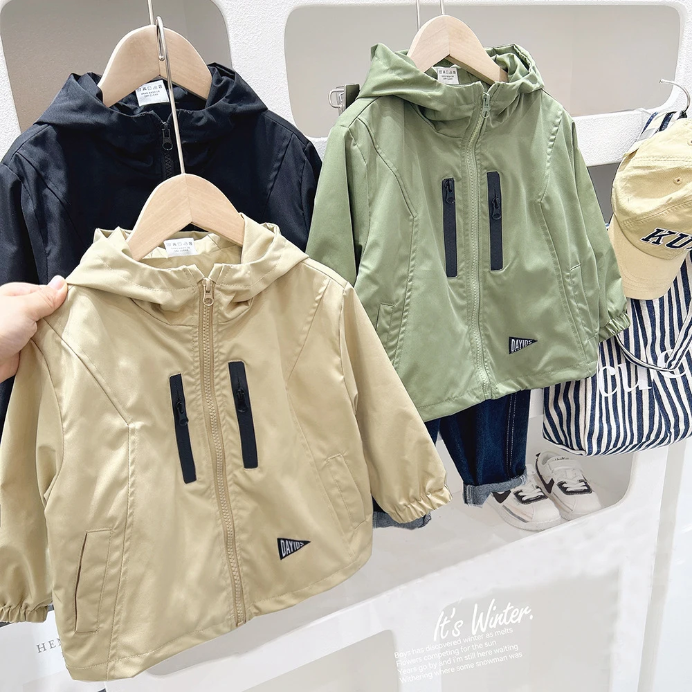 

Куртка детская демисезонная на молнии, с капюшоном, однотонная