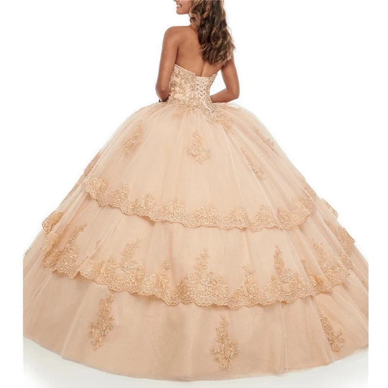 Quinceanera dress crystal appliqué ball gown court train party dress lace up sweet 16 dress with jacket