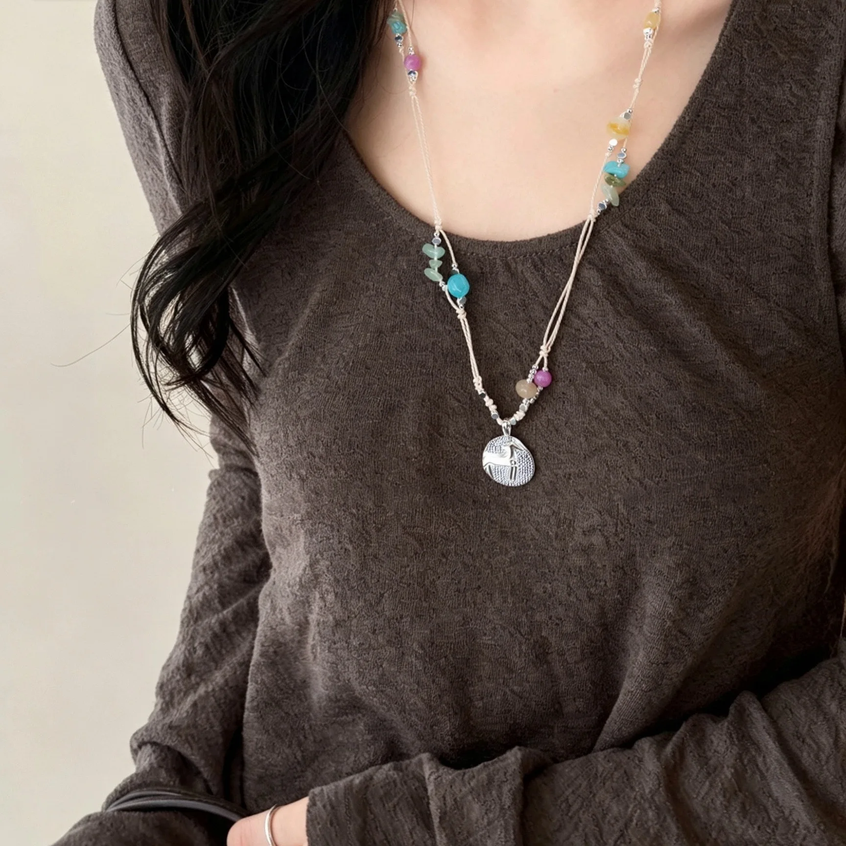 New Chinese Style Horse Pendant Necklace Women Luxury Exquisite Commuter Versatile Minimalist Jewelry