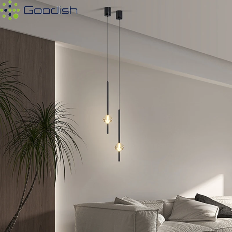 

Современная минималистичная скандинавская хрустальная люстра-подвеска с длинной полосой LED-подсветки, художественный креативный светильник для ресторана, домашнего декора, люстра