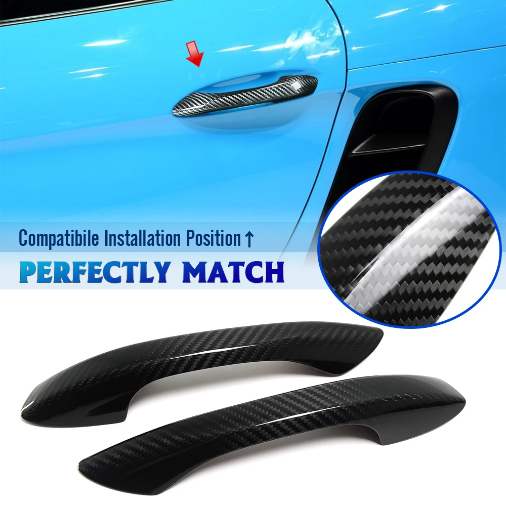

2pcs Real Carbon Fiber Accessories Car Exterior Door Handle Cover Doorknob Shell For Porsche 718 911 Boxster Cayman 982