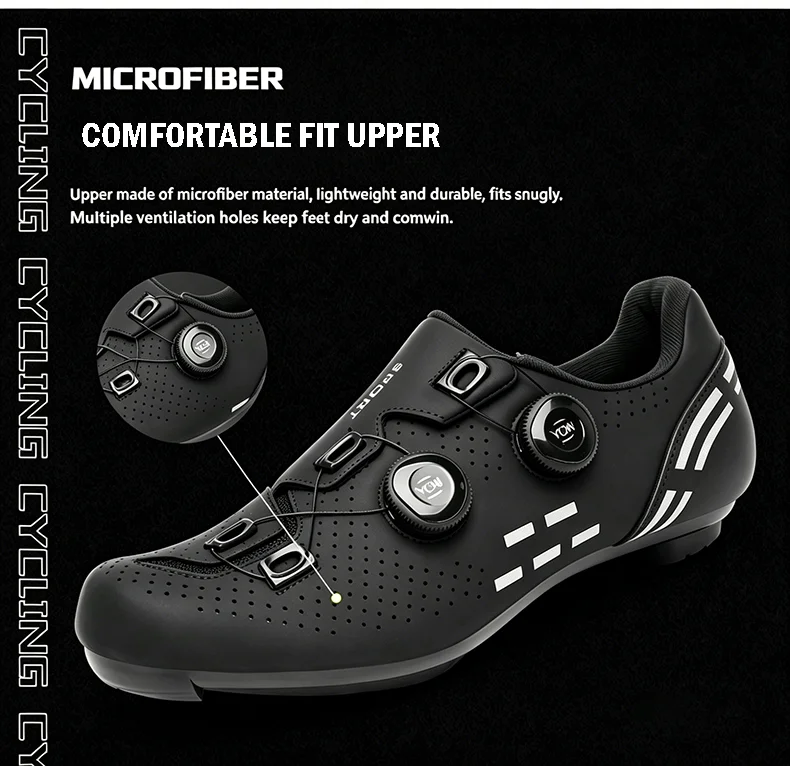 Herren-Mountainbike- und Rennradschuhe, atmungsaktives Obermaterial, leicht, geeignet für schnelles Fahren, Fahrradschuhe – Detail 5