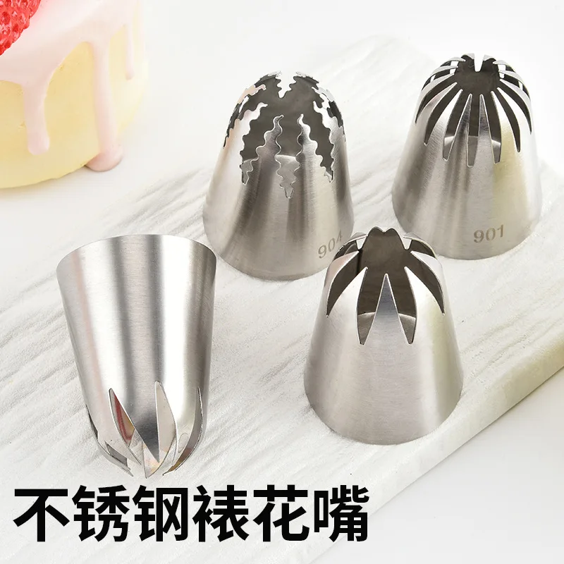 #901 902 903 904Close Star Piping Nozzle Large Size Cream Icing Tips Cake Fondant Baking Tool Cupcake Decoration Stainless Steel