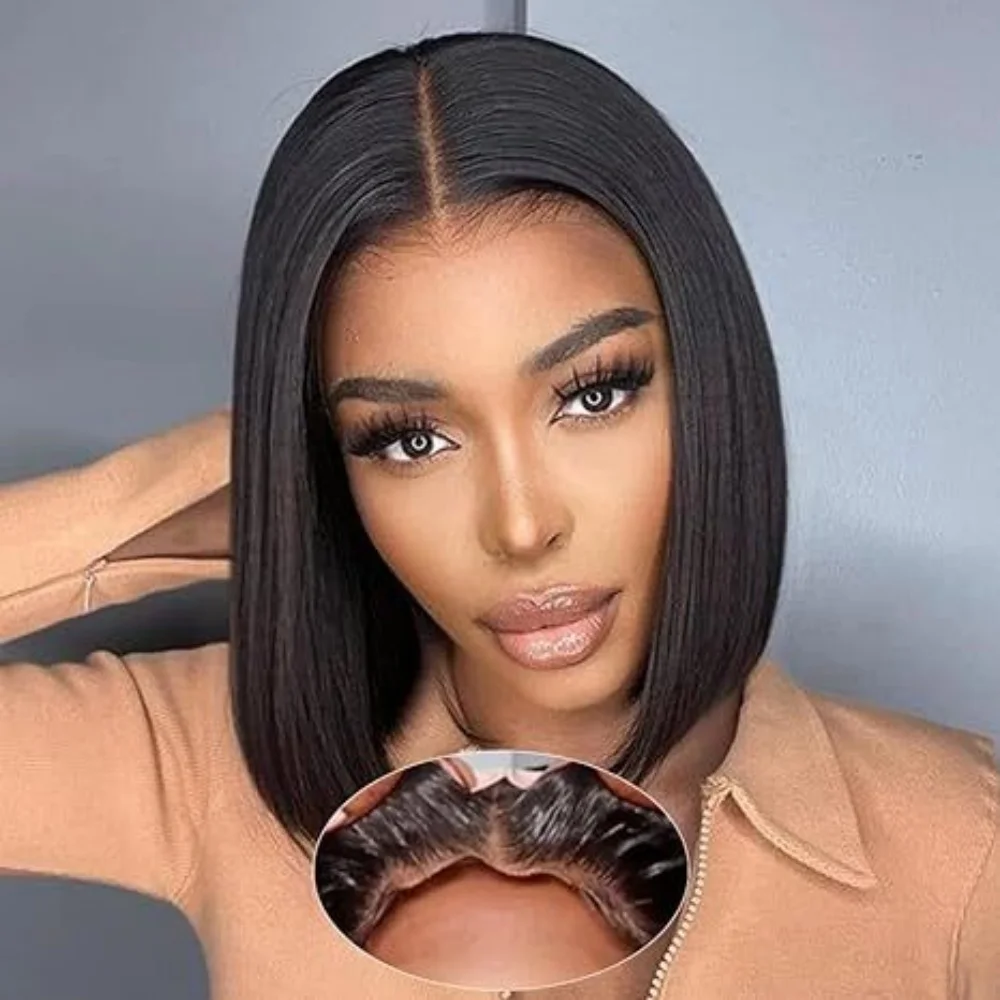 straight-bob-put-on-and-go-4x4-lace-front-wig-human-hair-180-density-for-women-brazilian-glueless-pre-plucked-natural-color