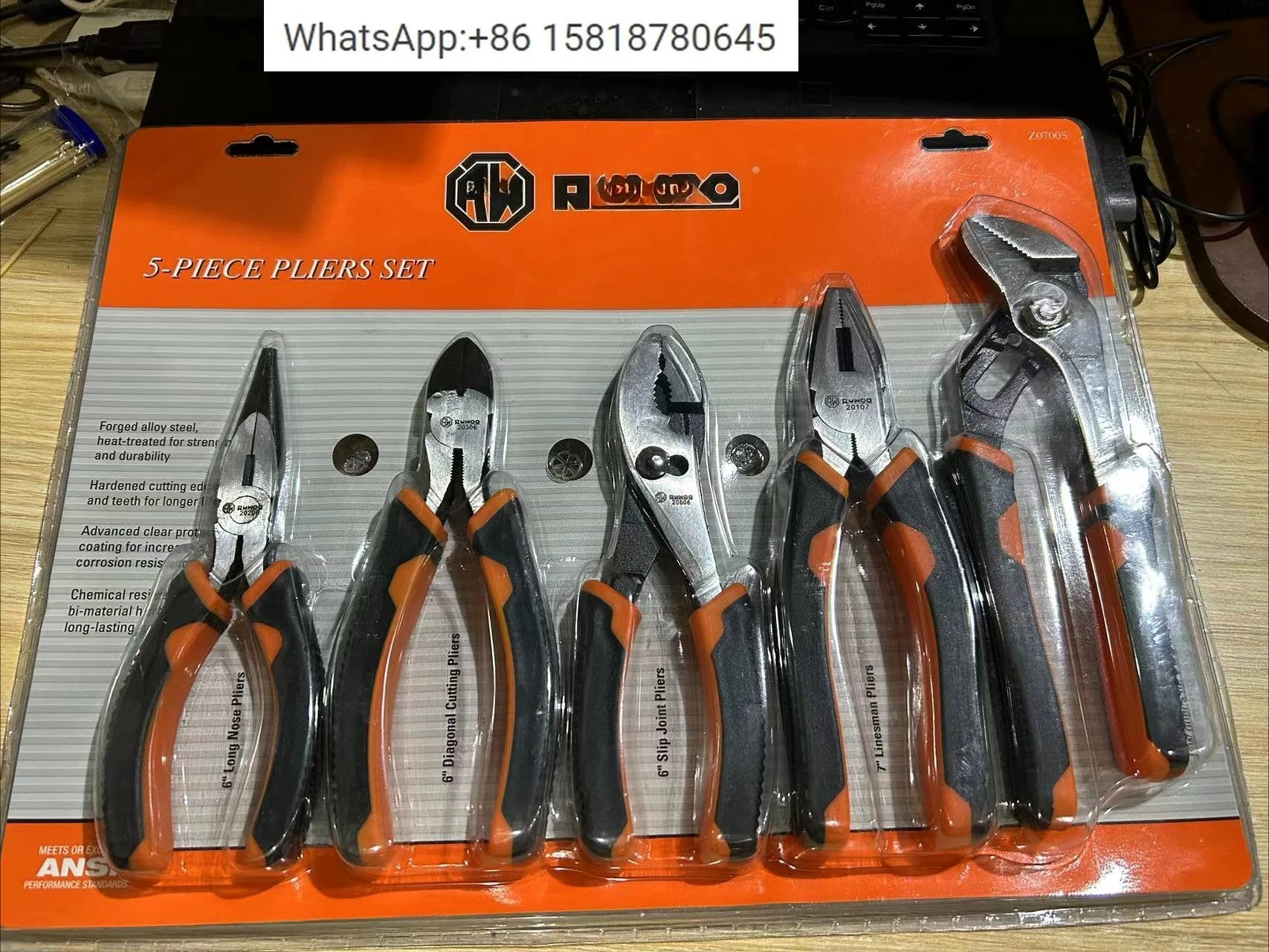 

Export to Europe and America, For RUW-OO brand 5-piece set of combination pliers, model Z07005