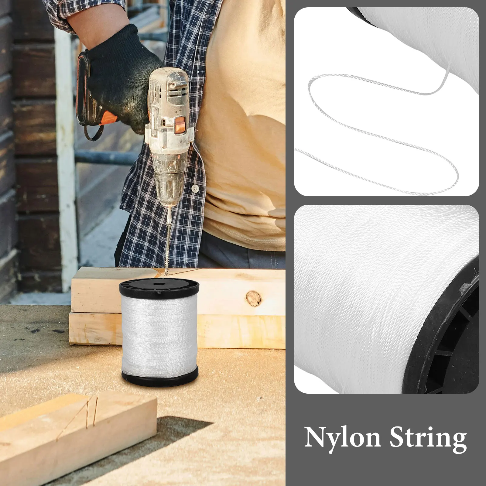 

2 Rolls White Nylon Thread 0.195kg Construction String for Masonry Gardening Wrapping Brick Line Twine Building Lines Tools DIY