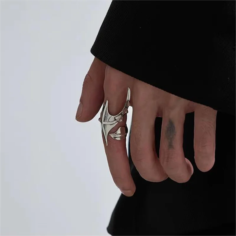 Cyberpunk Alien Irregular Ring Unisex Hip-hop Exaggerated Opening Adjustable Rings Gothic Jewelry Accessories Party Gift