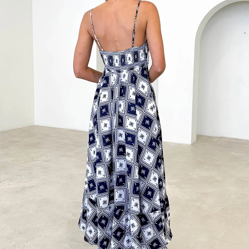 

Print Sweet Women's Summer Long Dress Sexy Sleeveless Evening Sundress Elegant Holiday Backless Maxi Dresses Ladies Vestidos