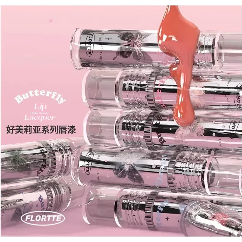 FLORTTE MIKKO Lipgloss, flüssiger Lippenstift, feuchtigkeitsspendend, nicht klebrig, langlebig, aufpolsternd, Glasur, Lippenpflege, Make-up-Set, seltene Schönheitskosmetik