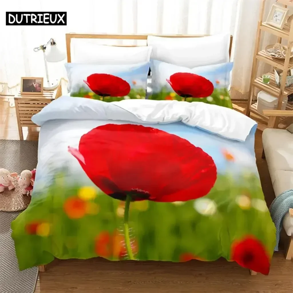 New 3D Print Flowers Plants Queen Comfortable Duvet Quilt Cover Pillowcase Bedding Set Children Bedroom Decoration Home Textile