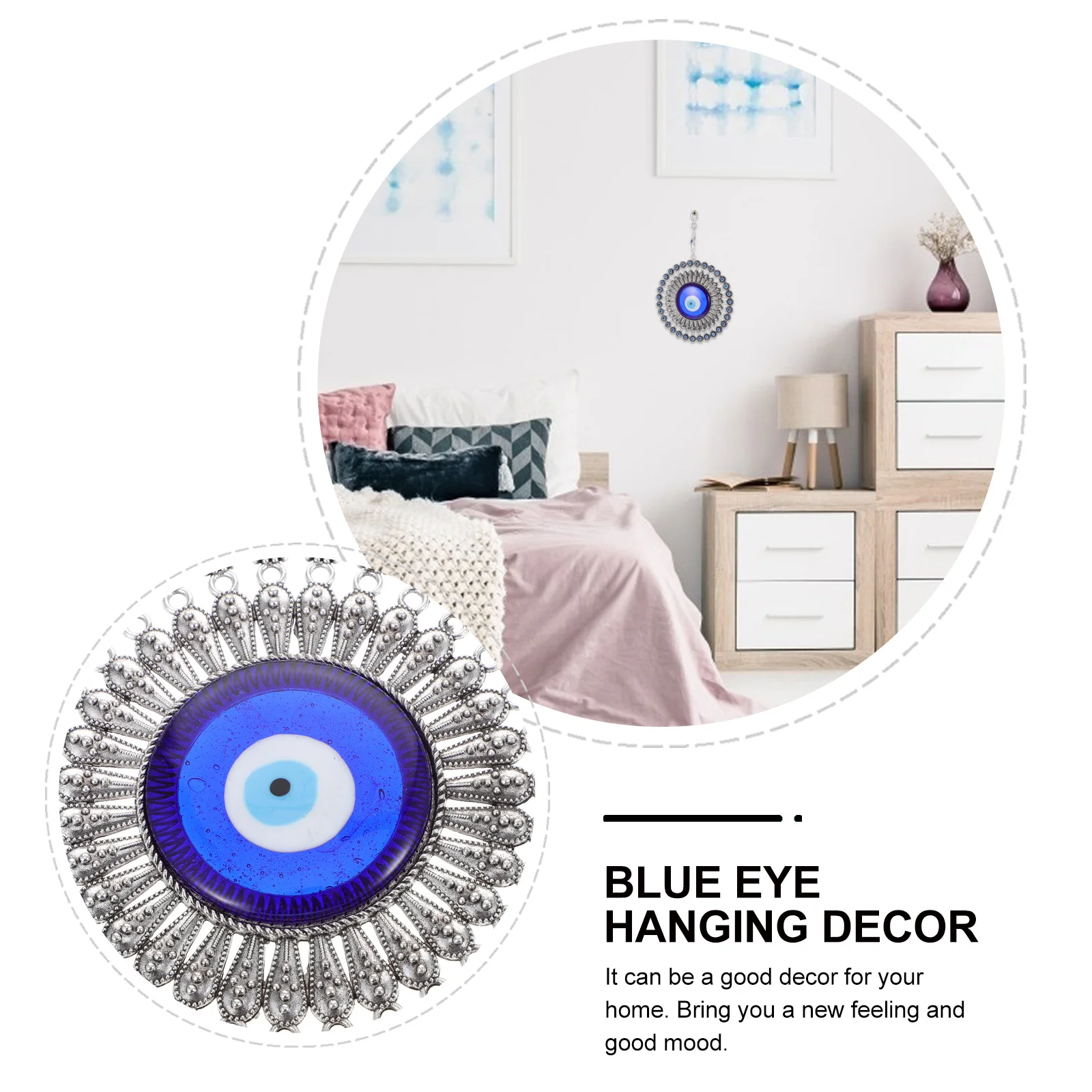 

Wall Hanging Decoration Turkish Devil's Eye Pendant Blue Eye Hanging Adornment for Living Room Bedroom Home Decor Stylish Piece