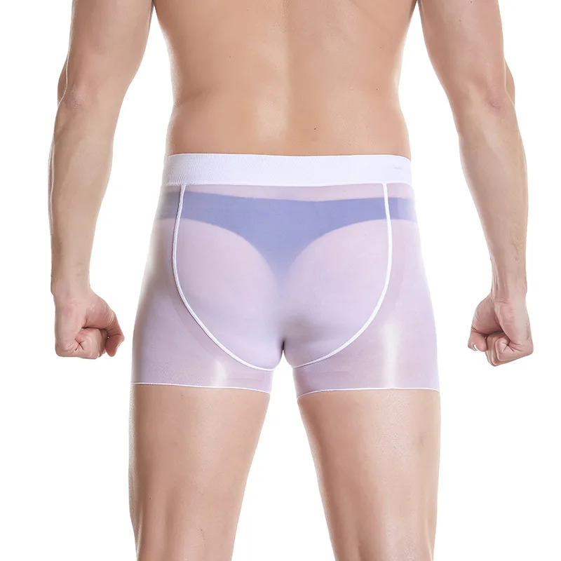 

Mens Boxer Shorts Sissy Translucent Bulge Pouch Panties Glossy Stretchy Underwear Bikini Brief Sissy Loungewear Lingerie