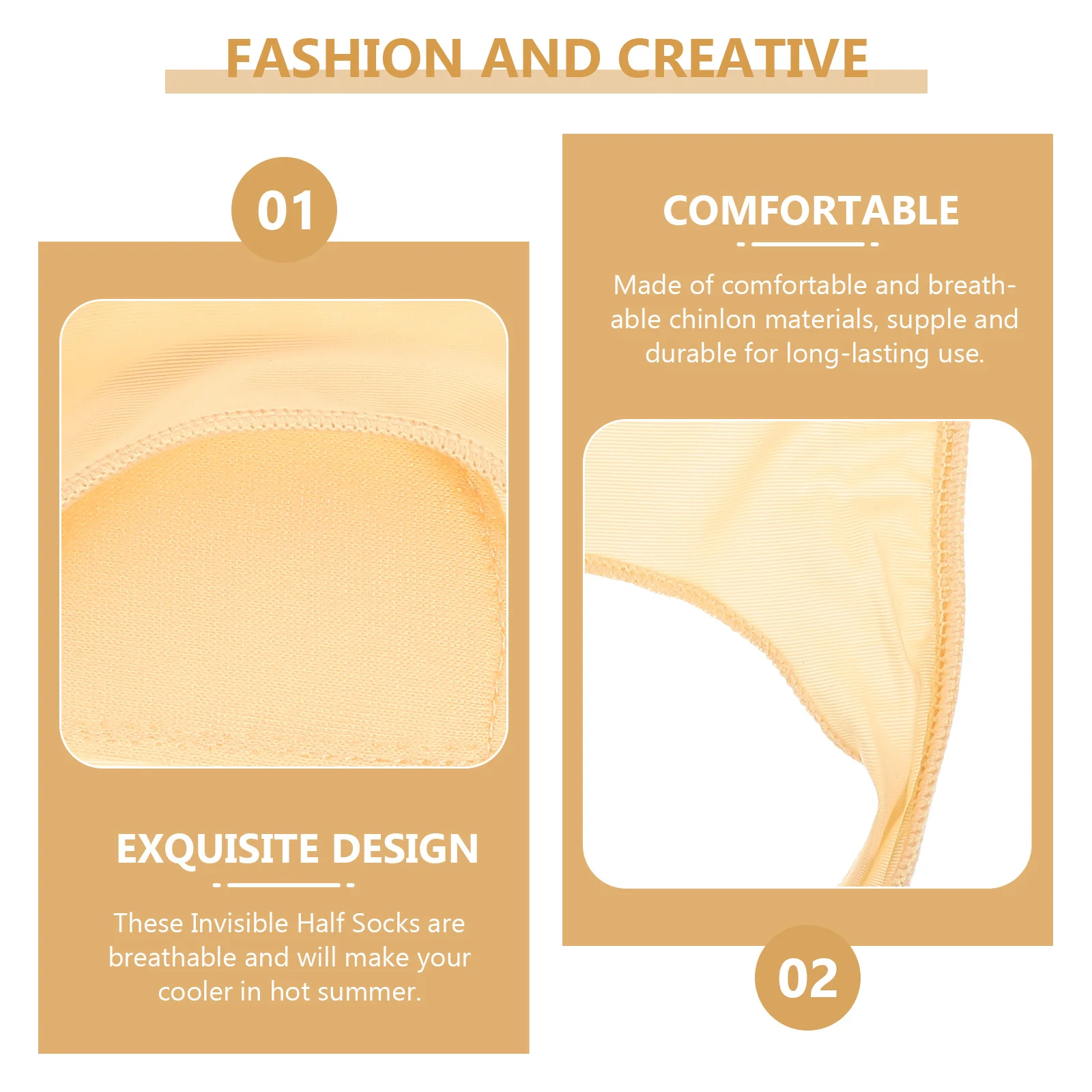 

5pcs Women Half Foot Socks Invisible Breathable Sweat-Absorbing Non-Slip High Heel Sandal Socks For