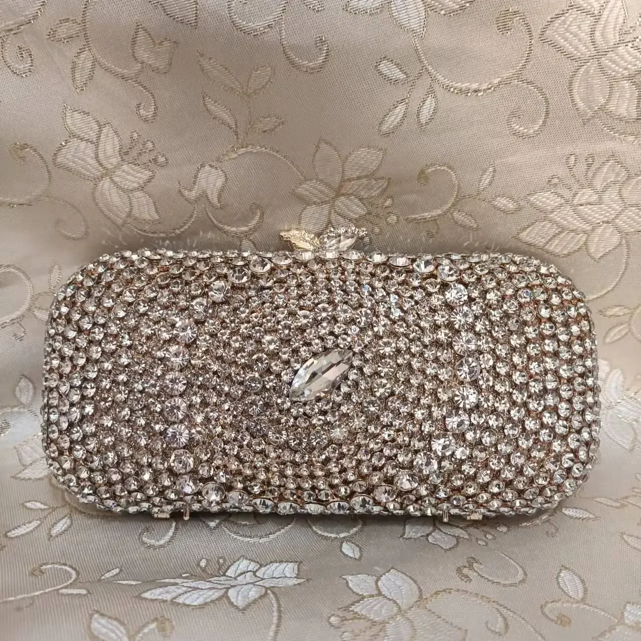 

XIYUAN Bling White Diamond Elegant Banquet Handbag Women Wedding Party Crystal Evening Clutch Bag Bridal Rhinestone Dinner Purse