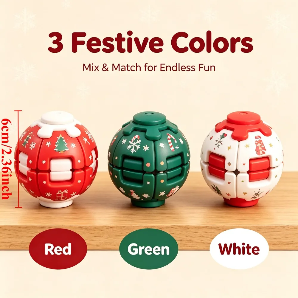 12PCS Christmas Press to Spin Fidget Spinner Stress Balls Adults Teens Sensory Fidget Toys Gifts Stress Relief Office Desk Toys