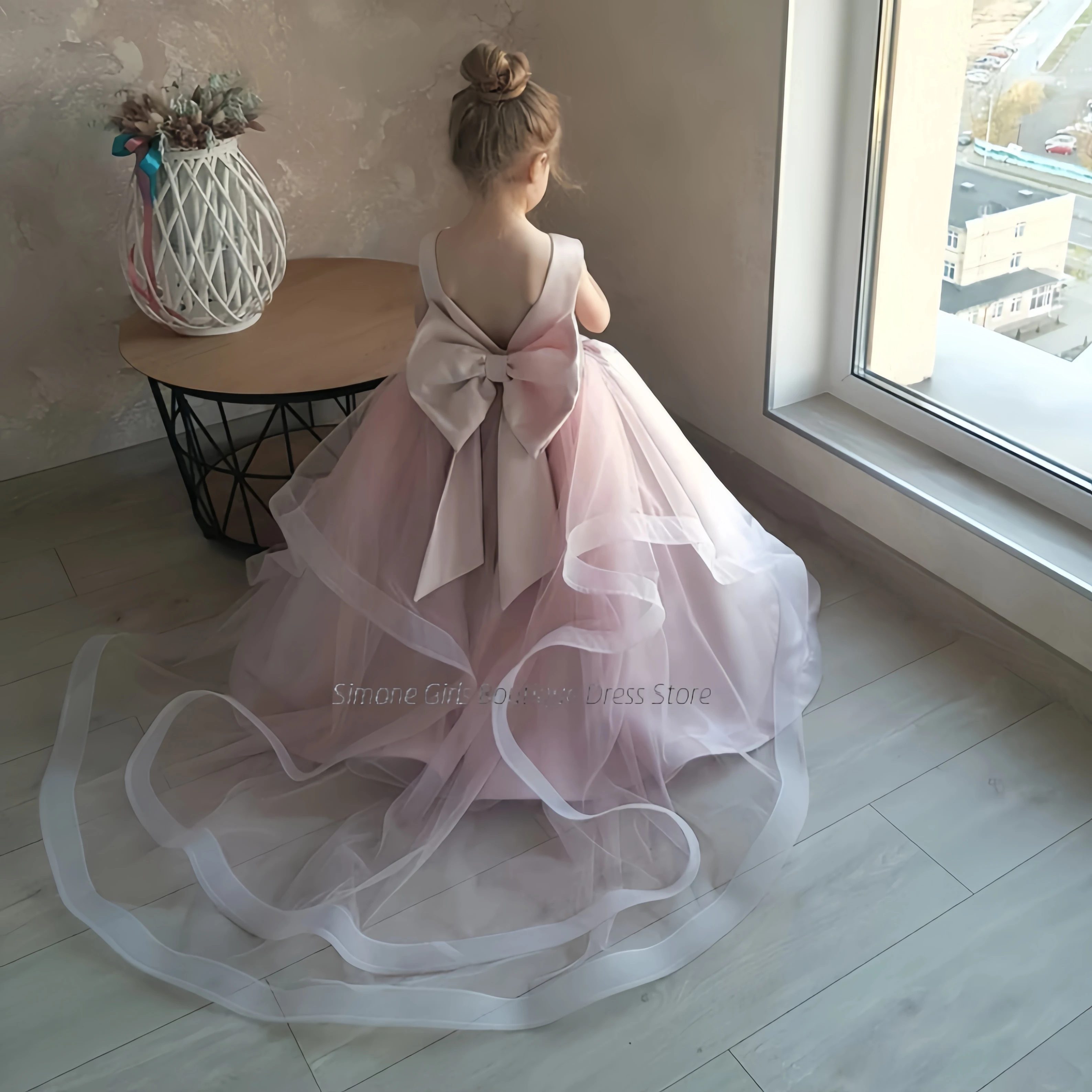 

Пышная длинная юбка без рукавов, швабра с галстуком-бабочкой, роскошное платье с цветочным узором для девочек на семейный сбор, день рождения, выпускной вечер