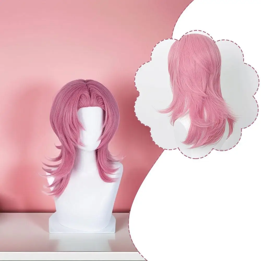 

Светло-розовый противоутепленный парик для волос, персонаж охотника на демонов, романтический парик для ролевых игр, головной убор, синтетический парик из химического волокна