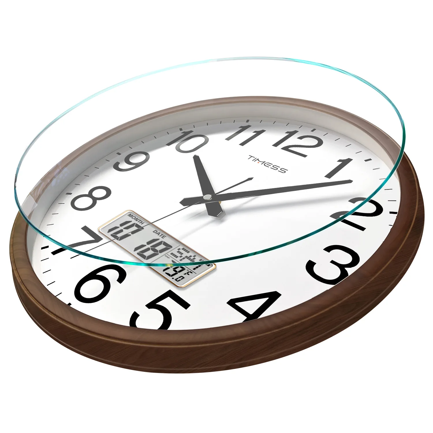 TIMESS 13-inch Wood Grain Wall Clock, Perpetual Calendar, Silent Timekeeping, Retro Home Decoration view 4