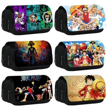 Uma peça luffy kawaii lápis caso grande capacidade saco de lápis japonês coreano escritório estudante papelaria organizador material escolar
