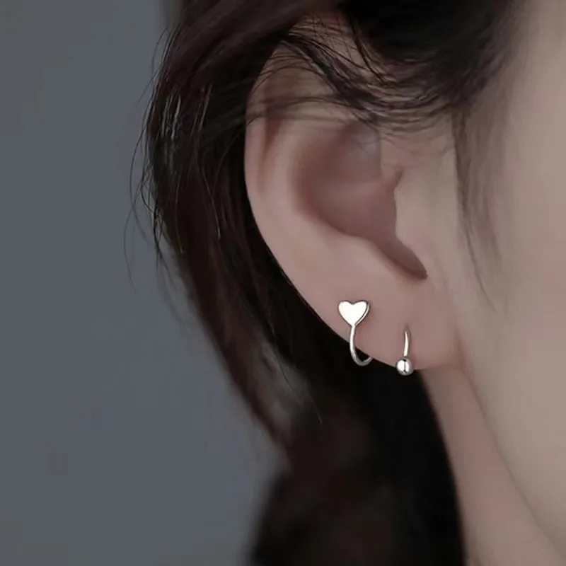 2 Pieces Stainless Steel Piercing Screw Ball Star Ear Bone Rotating Line Wave Mini Studs Women Unusual Earrings Adjustable