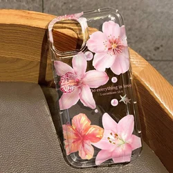 Lily Flower Print Clear Soft Phone Case For iPhone 16 15 14 13 12 11 Pro Max XS XR X 7 8 15 16 Plus SE Shockproof Silicone Cover