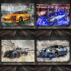 Luxury Supercars Nissan Skyline GT-R GT3 Poster Fast and Furious Classic Sport Car Canvas Painting Wall Pictures Home Decor