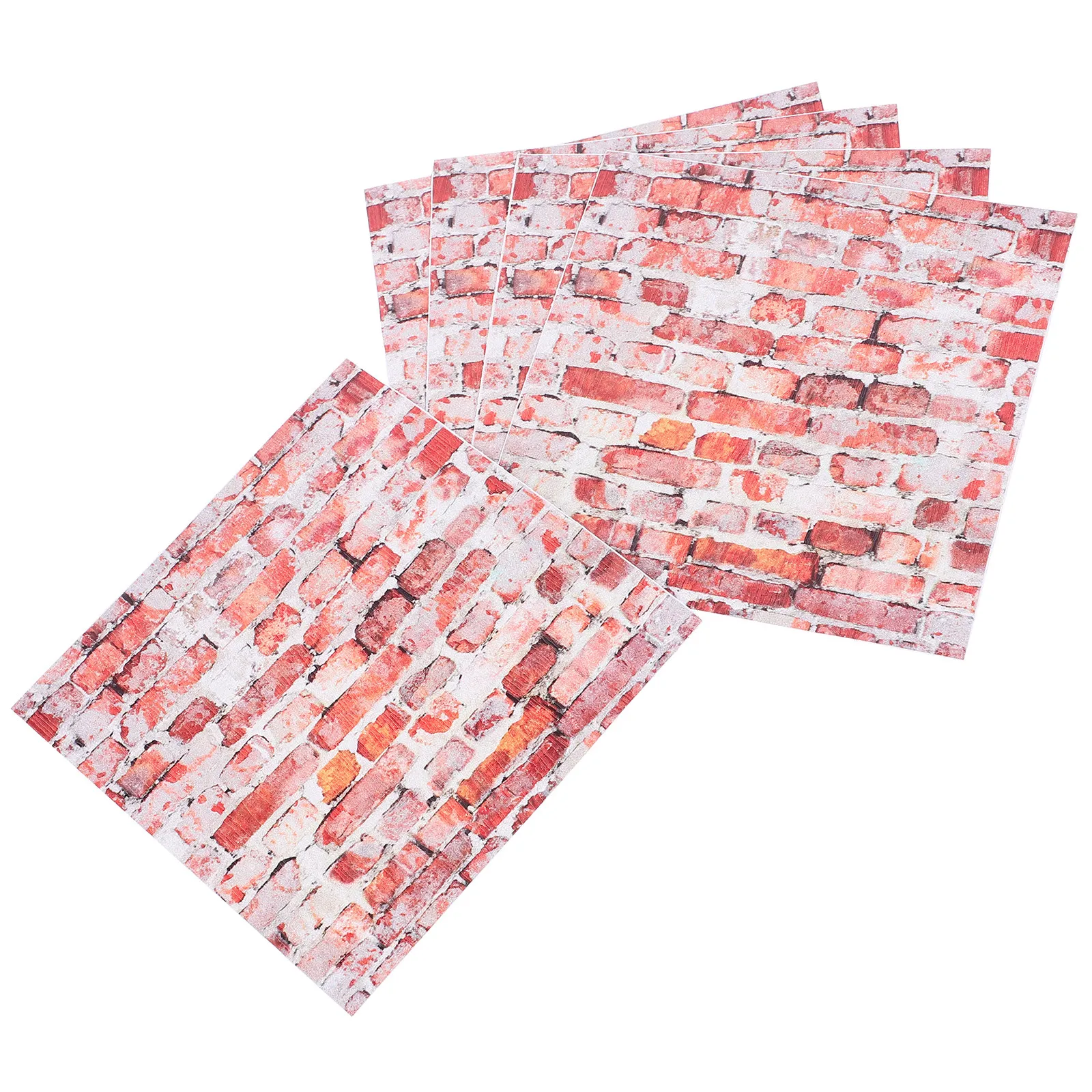 

5Pcs Retro Mini Tile Wall Stickers for Dollhouse Decor Peel and Stick Removable Adhesive Wallpaper Sheets Mini House Wall Decals