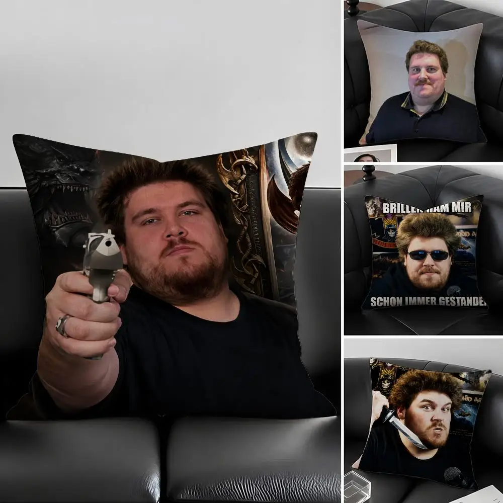 Internet Personality Drachenlord Cushion Cover Natural Linen Pillowcase Set, All-in-One Decor for Sofa, Bedroom & Chair