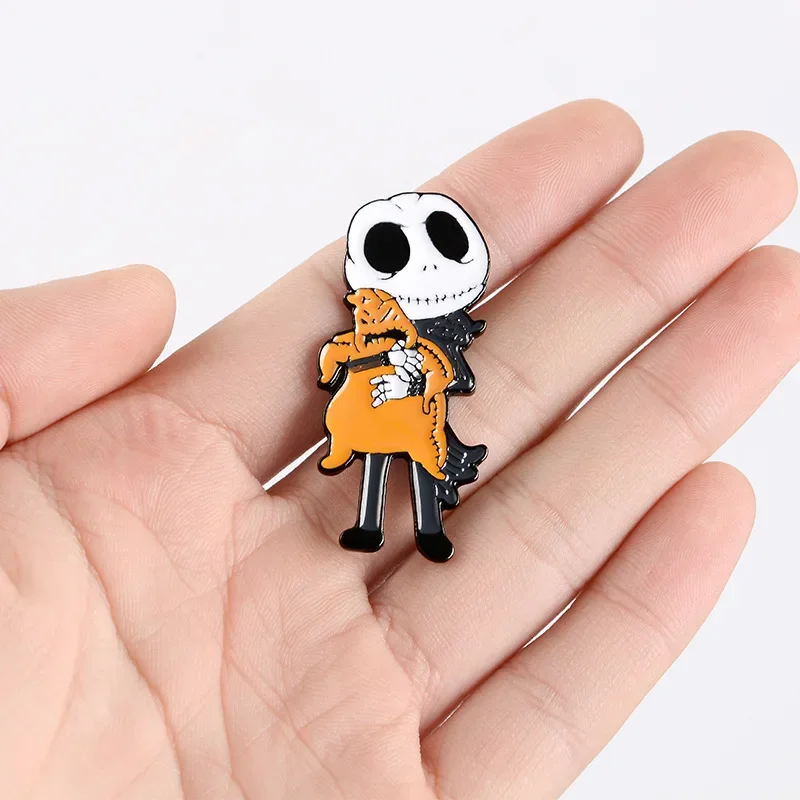 The Nightmare Before Christmas Jack Oogie Boogie Enamel Pin Horror Movie Halloween Brooch Lapel Pins Accessories Gifts